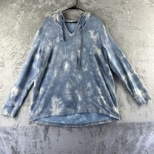 Jane & Delancey Hoodie Sweater Women's L Blue White Tie Dye Pullover